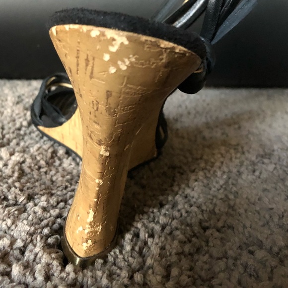 Enzo Angiolini Strappy Black Wedges Sandals SZ 9 - Picture 4 of 8